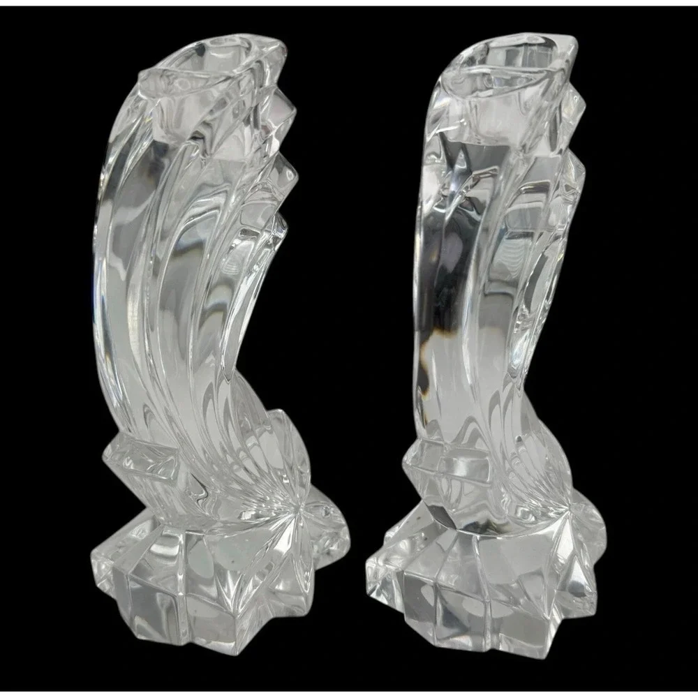 Lenox Fine Crystal Candlestick‎ Holders Leaded Falling Star Set of 2 Germany 8